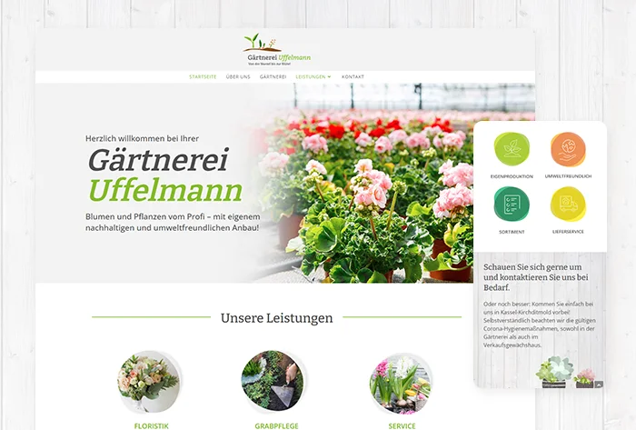Website für die Gärtnerei Uffelmann​