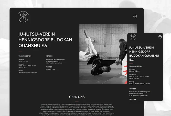 Onepager für den Ju-Jutsu-Verein Hennigsdorf BUDOKAN QUANSHU e.V.